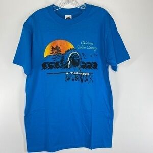 Vintage Anvil Oklahoma Indian Country Blue Short Sleeve Tshirt Large